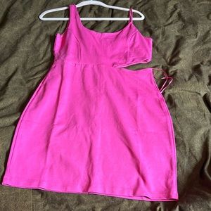Pink asymmetrical cut out dress